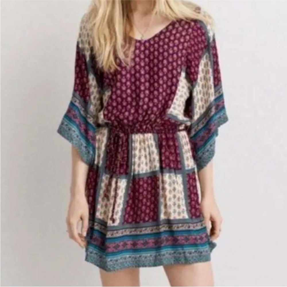 American Eagle Boho Patchwork Multi Print Mini Dr… - image 5